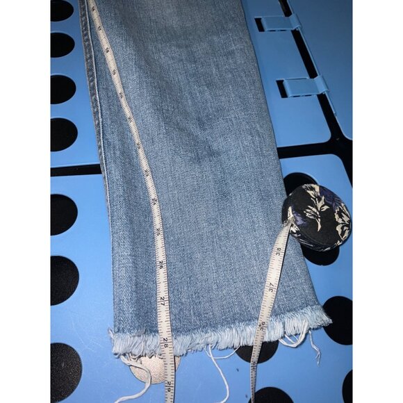 TORY BURCH Pardon My French Medium Wash Frayed Hem Crop Jeans size 28 - Picture 14 of 16